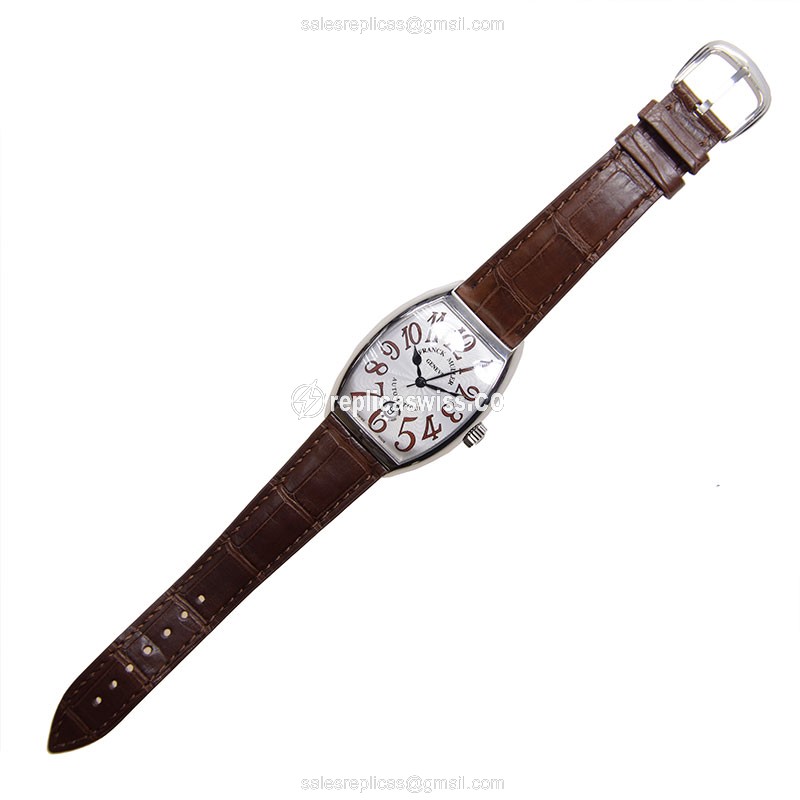 Franck Muller 7851 SC DT AC Cintree Curvex - Automatic - Steel Case - Silver Dial on Leather Strap - View 2