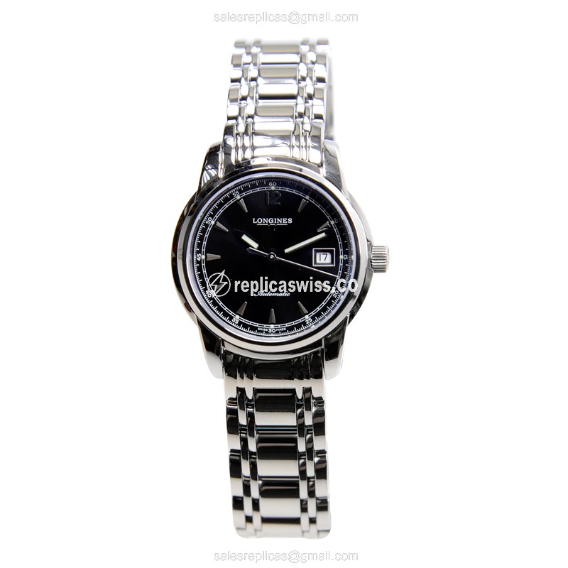 Longines L2.563.4.59.6 SAINT IMIER Replica - Automatic - Steel - Black Dial on Silver Steel Strap - View 2