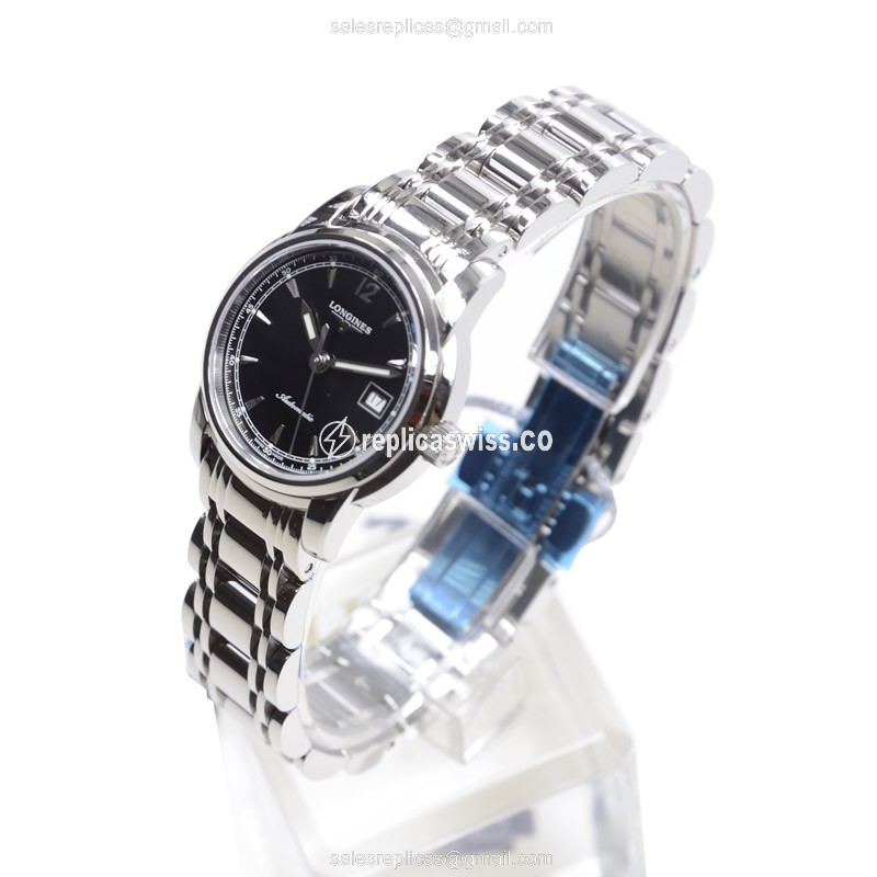 Longines L2.563.4.59.6 SAINT IMIER Replica - Automatic - Steel - Black Dial on Silver Steel Strap - View 3