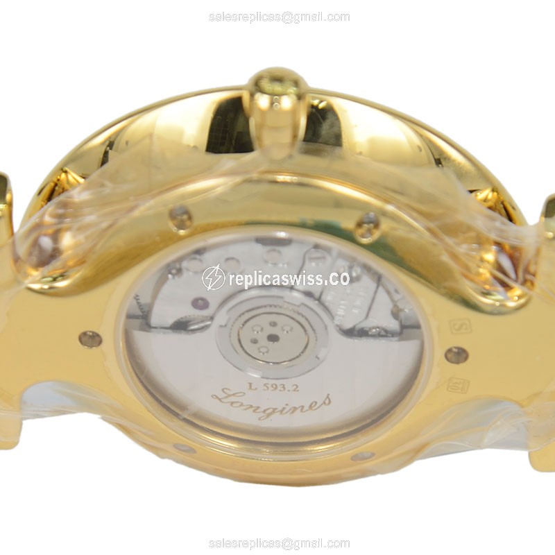Longines LA GRANDE Replica - Automatic - PVD Gold - White Dial, Gold Strap - View 4