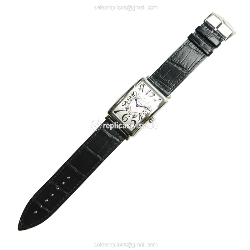 Franck Muller 1002 QZ Replica - Quartz - Stainless Steel Case - Silver Dial, Leather Strap - View 2