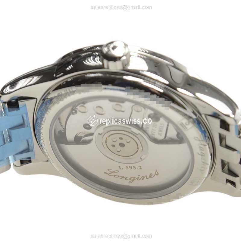 Longines L4.274.4.57.6 Flagship - Automatic Steel - Black Dial on Silver Steel Strap - View 4