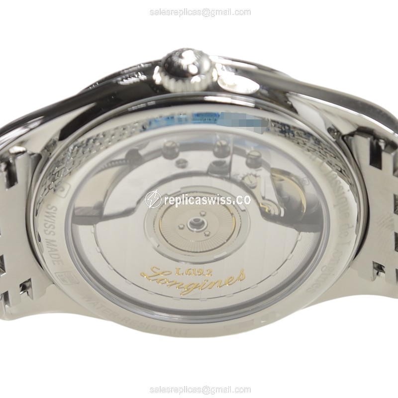 Longines ELEGANT Automatic - White Dial - Stainless Steel Case on Silver Strap - View 4