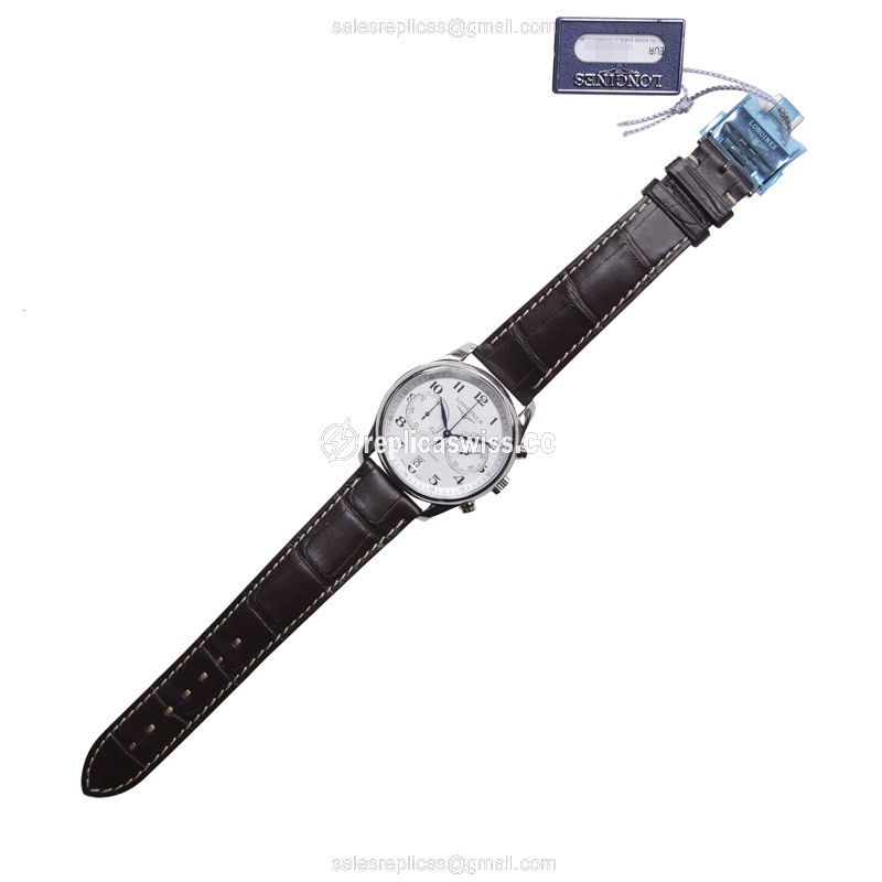 Longines L2.629.4.78.5 Replica - Automatic - Steel Case - White Dial, Brown Alligator Strap - View 2