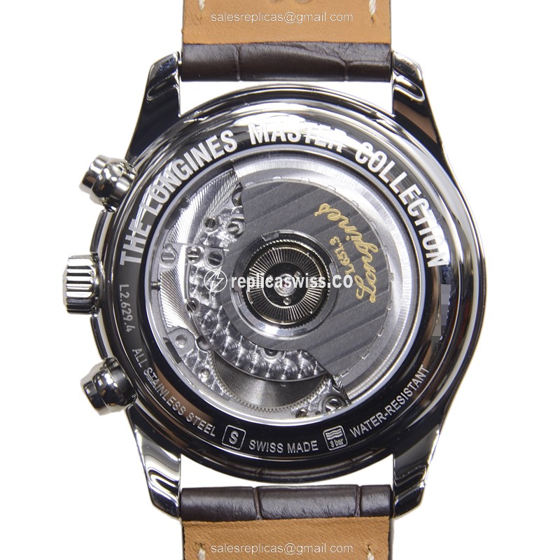 Longines L2.629.4.78.5 Replica - Automatic - Steel Case - White Dial, Brown Alligator Strap - View 3