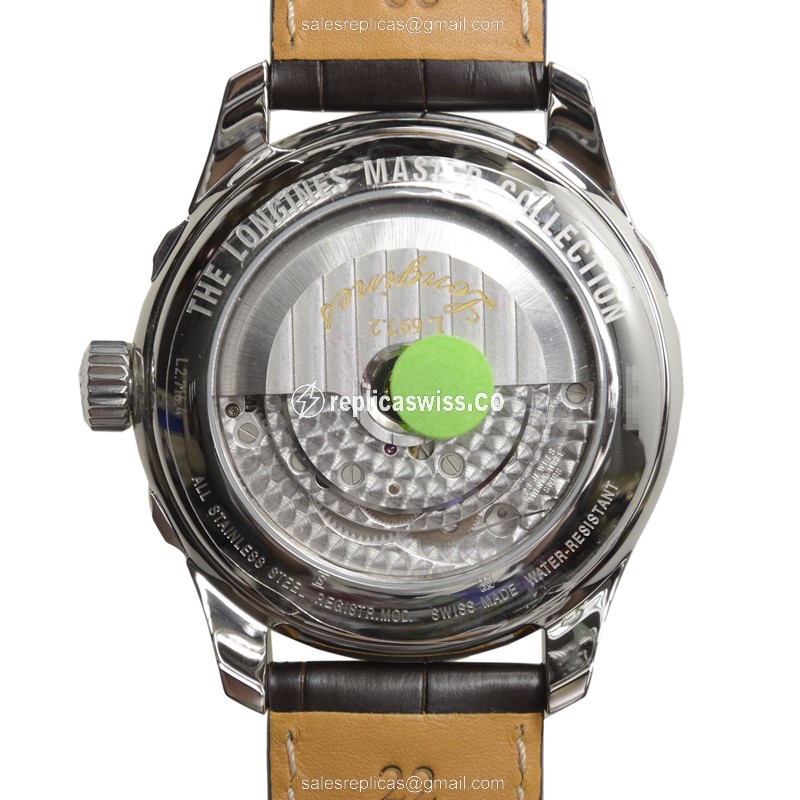 Longines L2.716.4.71.3 Replica | Automatic | Steel | Silver Dial | Brown Alligator - View 4