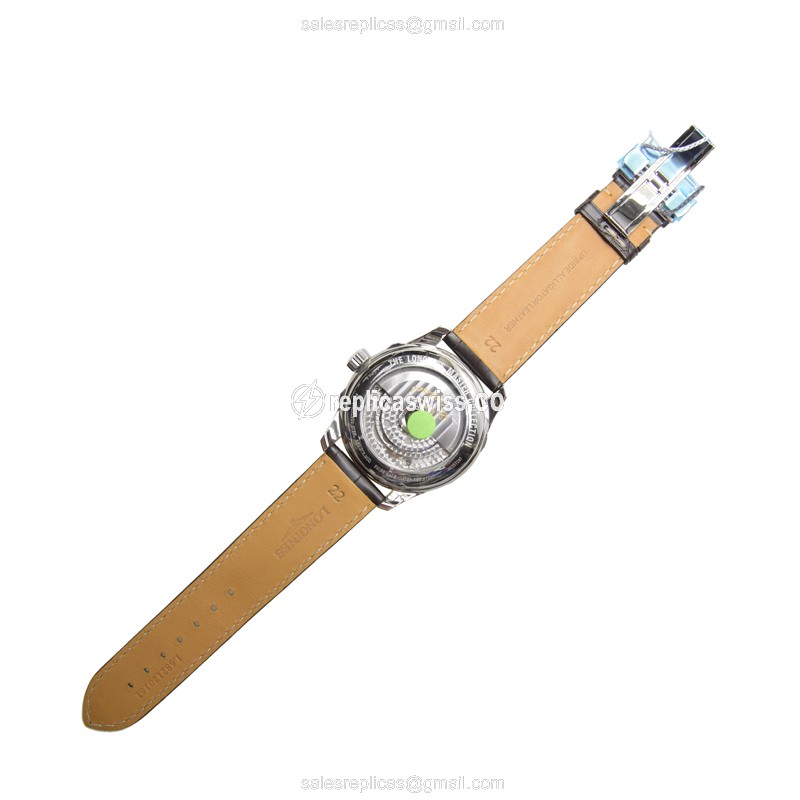 Longines L2.716.4.71.3 Replica | Automatic | Steel | Silver Dial | Brown Alligator - View 3