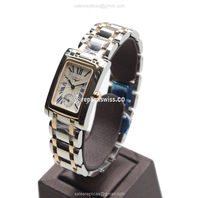 Longines DOLCE VITA Quartz - 18kt Rose & Steel Case - Silver Dial - Clasp - View 3