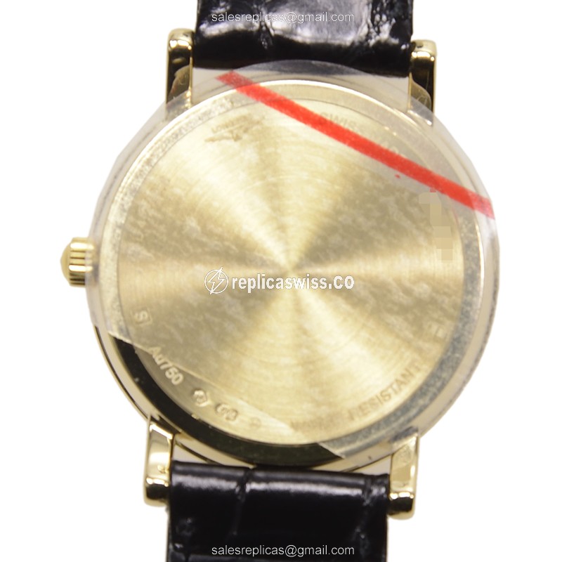 Longines Presence Replica - Quartz - 18kt Yellow Gold Case - White Dial, Alligator Strap - View 3