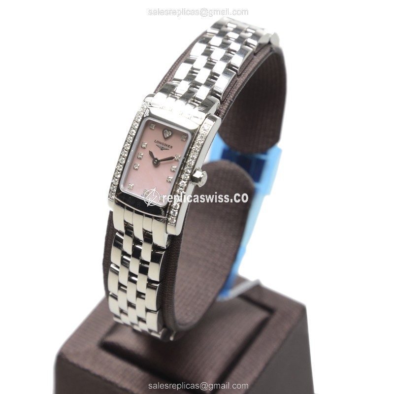 Longines Dolce Vita Replica - Quartz - Pink Dial, Steel Case, Silver Strap - View 3