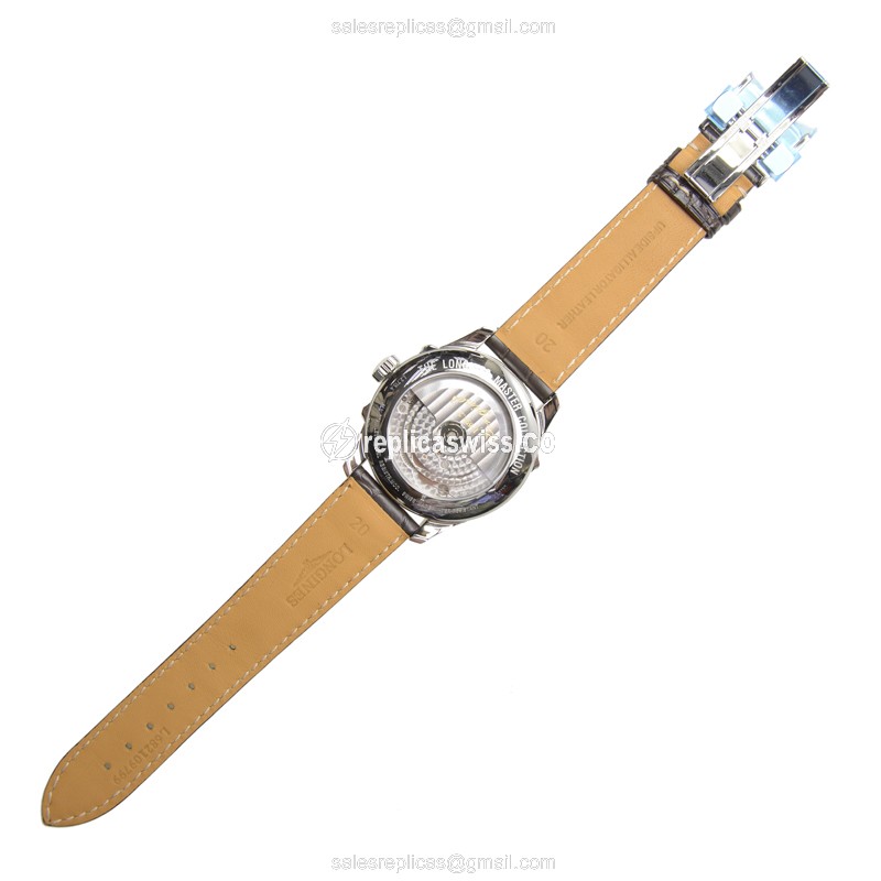 Longines Master Automatic - Stainless Steel - Silver Dial - Brown Alligator Strap - View 3