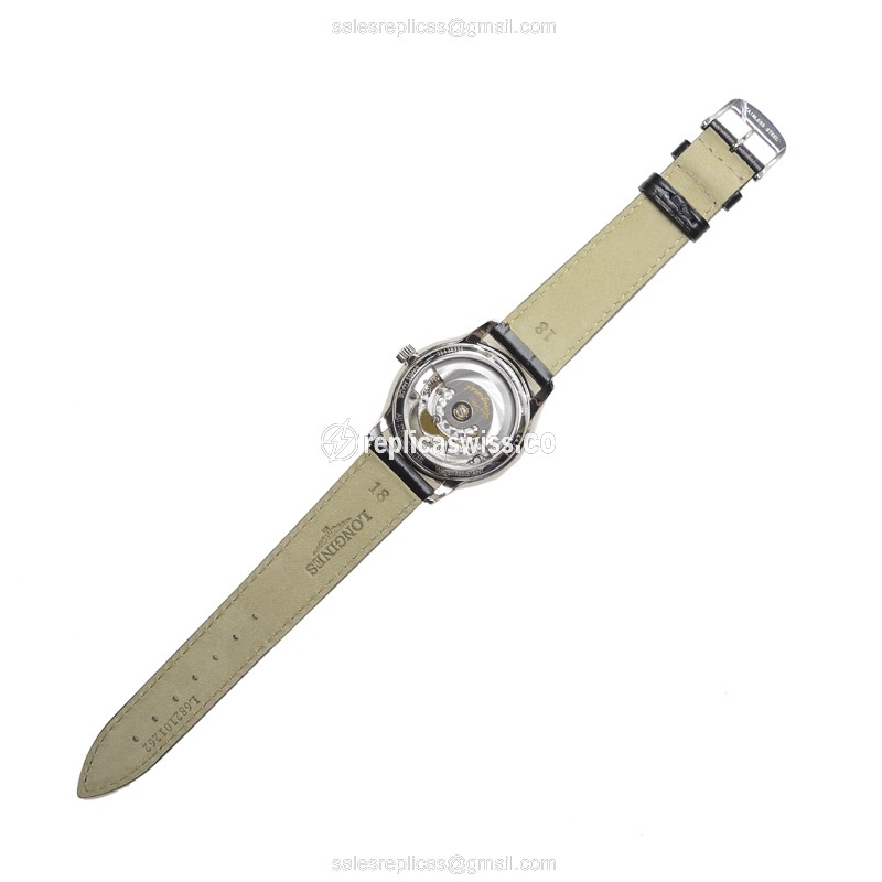 Longines Flagship Replica - Automatic - Steel Case - Gray Dial, Black Alligator Strap - View 3