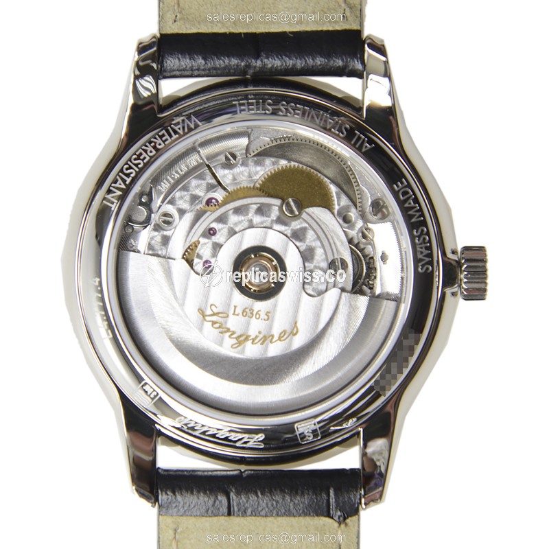 Longines Flagship Replica - Automatic - Steel Case - Gray Dial, Black Alligator Strap - View 4
