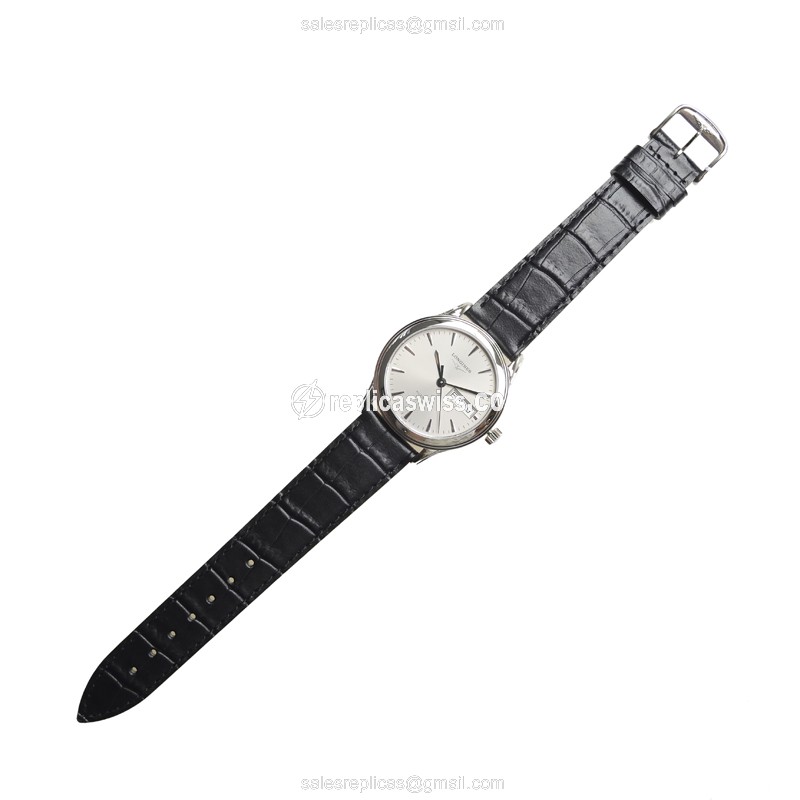 Longines Flagship Replica - Automatic - Steel Case - Gray Dial, Black Alligator Strap - View 2