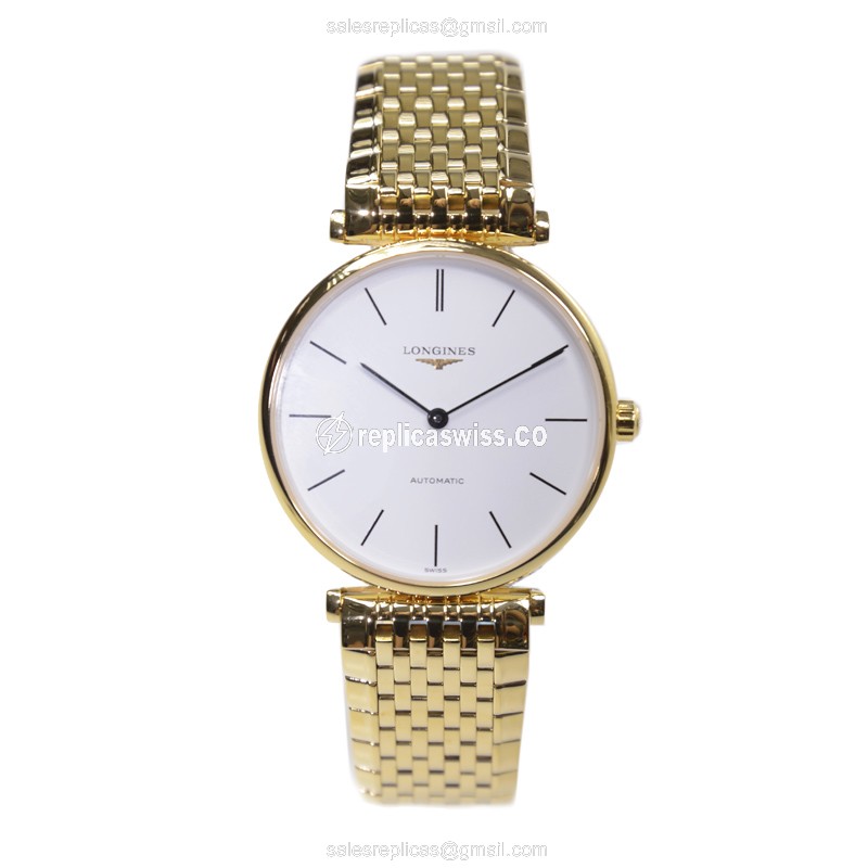 Longines LA GRANDE Replica - 18kt Gold - Automatic - White Dial - View 2