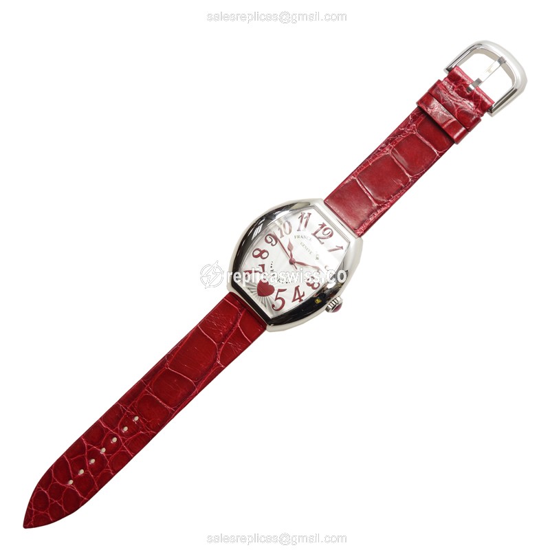 Franck Muller 5000 H SC C 6H Master Comp - Auto - Steel Case - Silver Dial - Red Alligator Strap - View 2