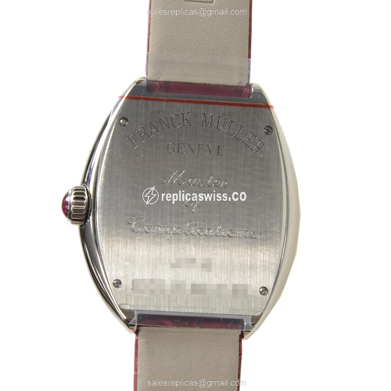 Franck Muller 5000 H SC C 6H Master Comp - Auto - Steel Case - Silver Dial - Red Alligator Strap - View 3