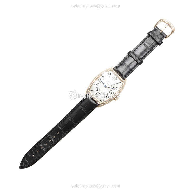 Franck Muller 5850 SC D Replica - Automatic - Rose Gold Case - Diamonds on Dial - Silver - View 2