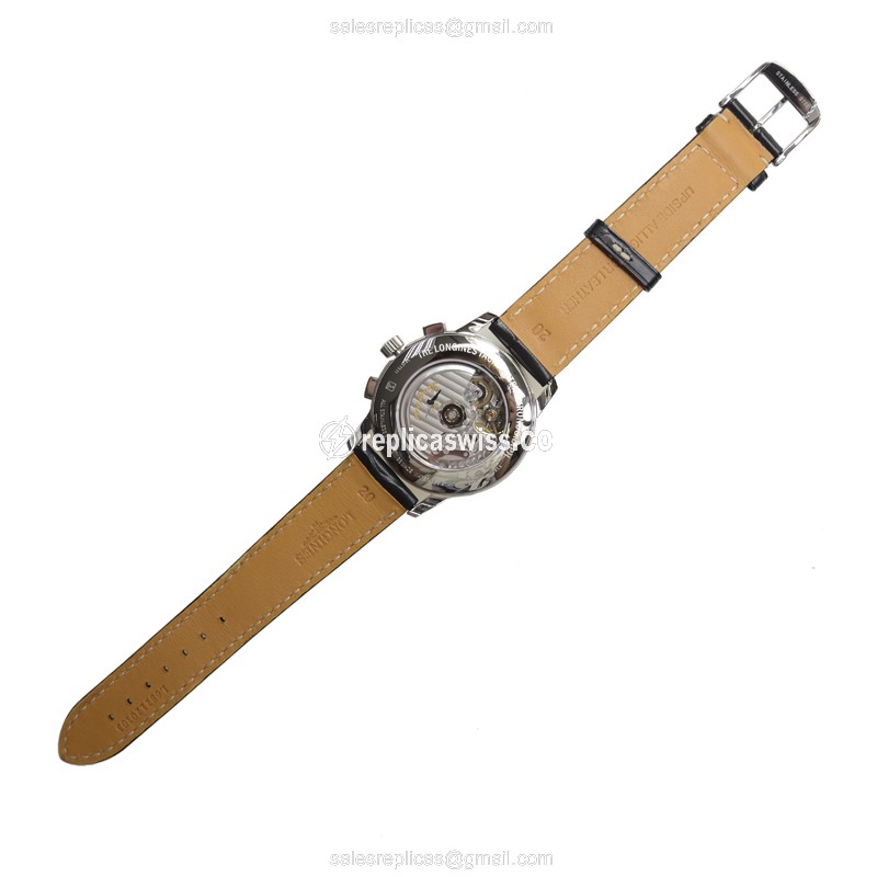 Longines Heritage Replica - Automatic - Stainless Steel Case - White Dial, Black Alligator Strap - View 3