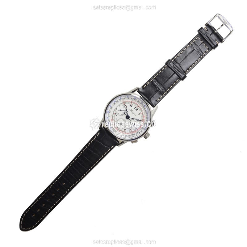 Longines Heritage Replica - Automatic - Stainless Steel Case - White Dial, Black Alligator Strap - View 2