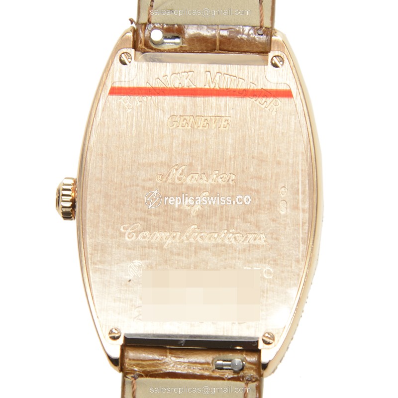 Franck Muller 2852 SC D 5N Master of Comp - Auto - 18kt Rose Gold & Diamond Case - Silver Dial - Brown Alligator Buckle - View 3