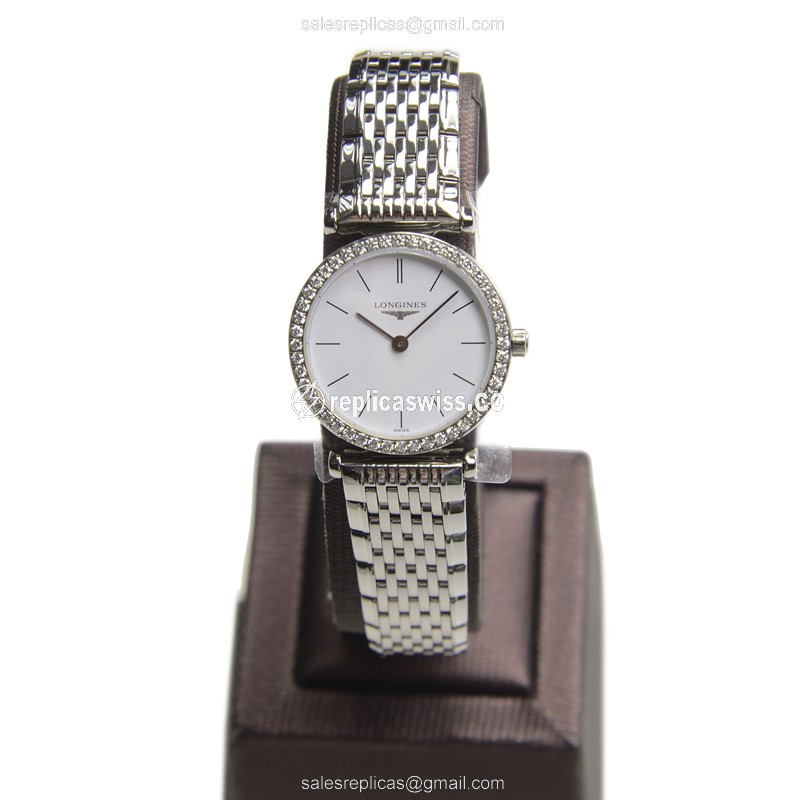 Longines LA GRANDE Replica - Quartz - Stainless Steel Case, White Dial, Silver Clasp - View 2