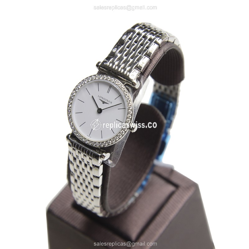 Longines LA GRANDE Replica - Quartz - Stainless Steel Case, White Dial, Silver Clasp - View 3