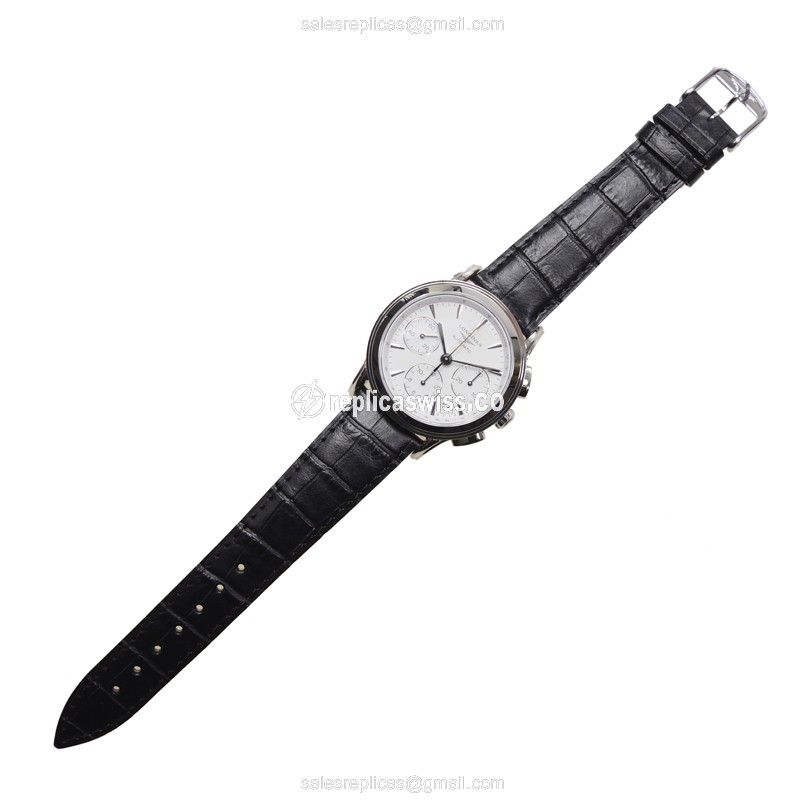 Longines Flagship Replica - Automatic - Steel Case - White Dial, Black Alligator Strap - View 2
