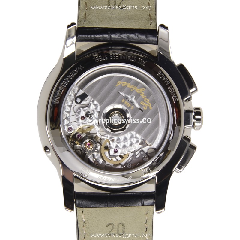 Longines Flagship Replica - Automatic - Steel Case - White Dial, Black Alligator Strap - View 3
