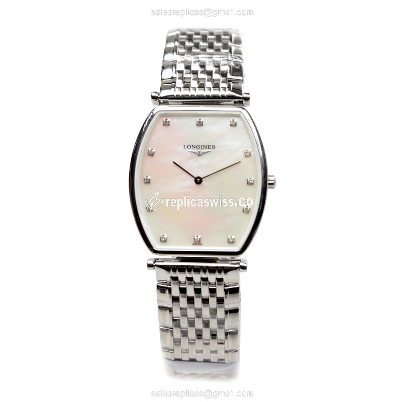 Longines L4.705.4.87.6 Replica - Quartz - Steel Case - White Dial, Silver Clasp - View 2