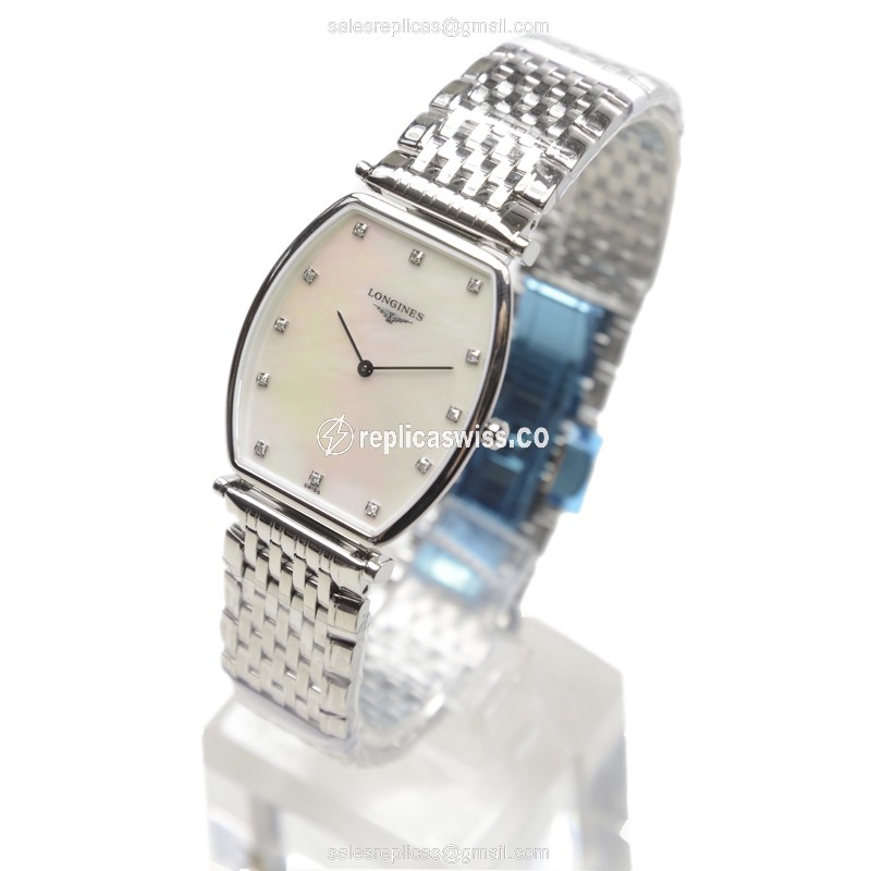 Longines L4.705.4.87.6 Replica - Quartz - Steel Case - White Dial, Silver Clasp - View 3