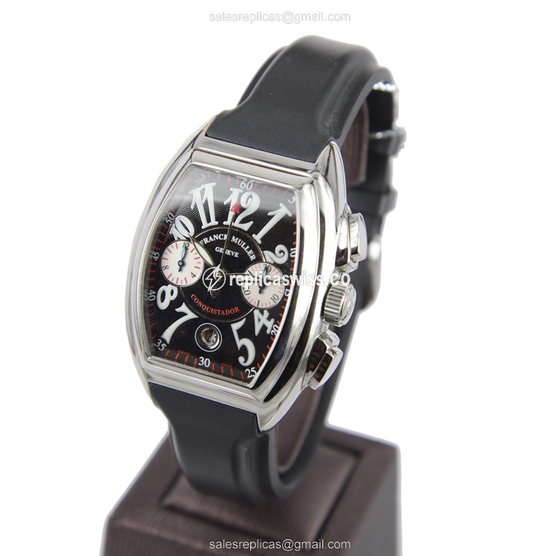 Franck Muller Conquistador Replica - Automatic - Silver Dial - Stainless Steel - Black Rubber Strap - View 3