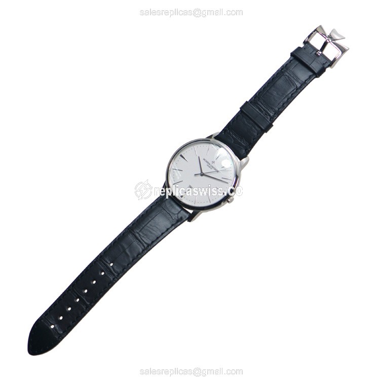 Vacheron Constantin 85180/000G-9230 PATRIMONY TRAD. - Auto - 18kt White Gold - White Dial - Black Alligator Buckle - View 4