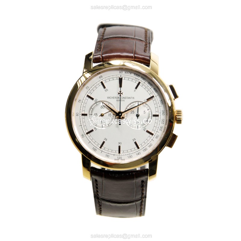 Vacheron Constantin 47192/000R-9352 TRAD - Manual Wind 18kt Rose Gold - White Dial - Brown Alligator Strap - View 2