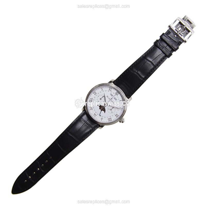 Blancpain Villeret Replica - Automatic - Steel Case - White Dial - Black Alligator Strap - View 2