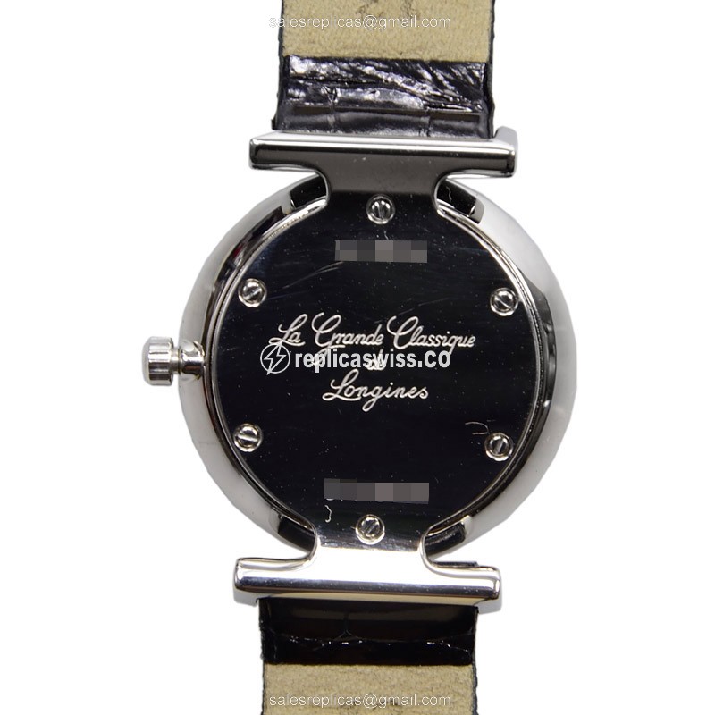 Longines L4.209.4.87.2 Replica - Quartz - Stainless Steel Case - White Dial, Alligator Strap - View 3