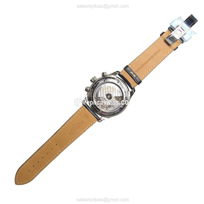 Longines L2.693.4.51.7 Replica - Automatic - Steel Case - Black Dial, Alligator Strap - View 3