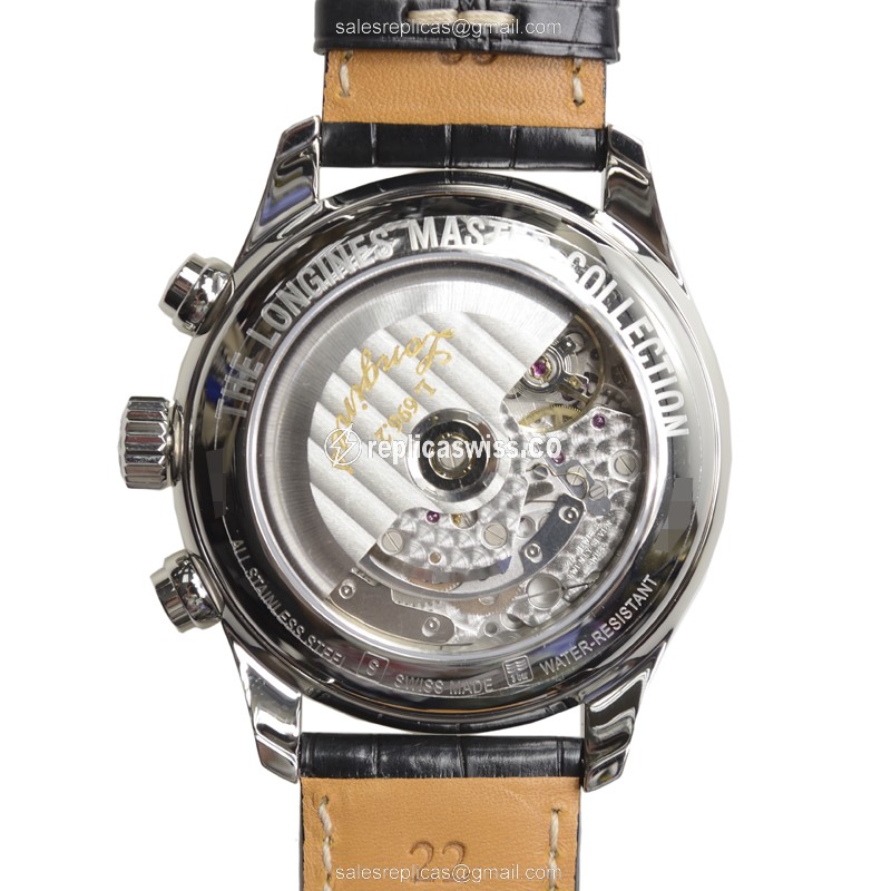 Longines L2.693.4.51.7 Replica - Automatic - Steel Case - Black Dial, Alligator Strap - View 4