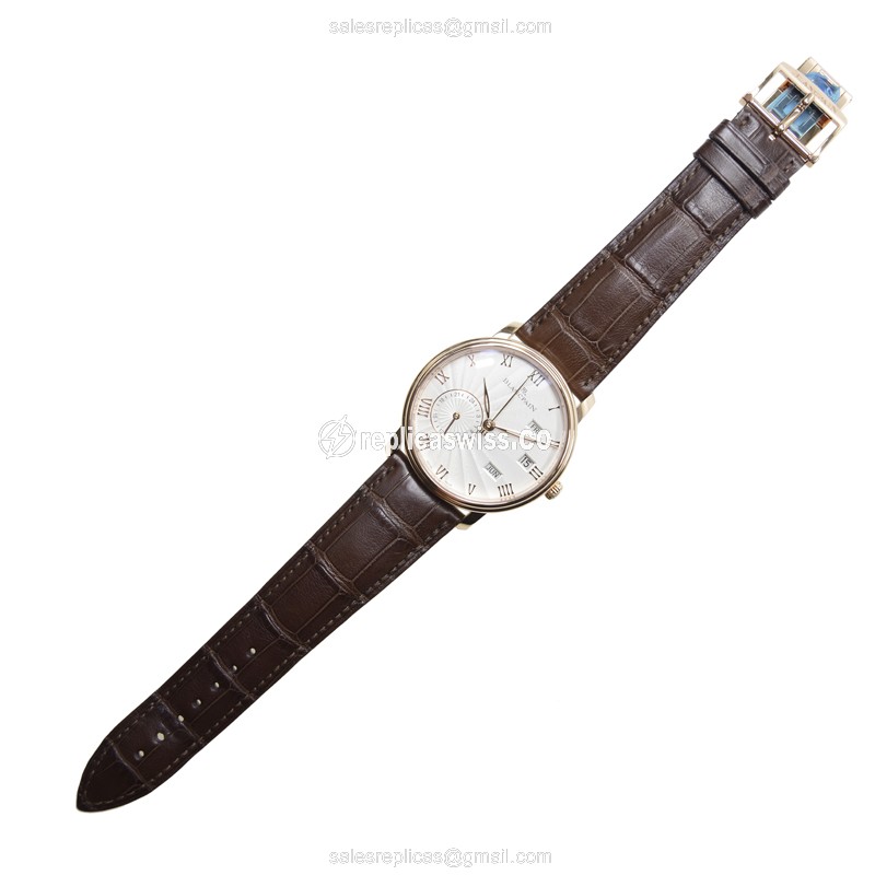 Blancpain Villeret Replica - Automatic - 18kt Rose Gold - White Dial - Brown Alligator Strap - View 2