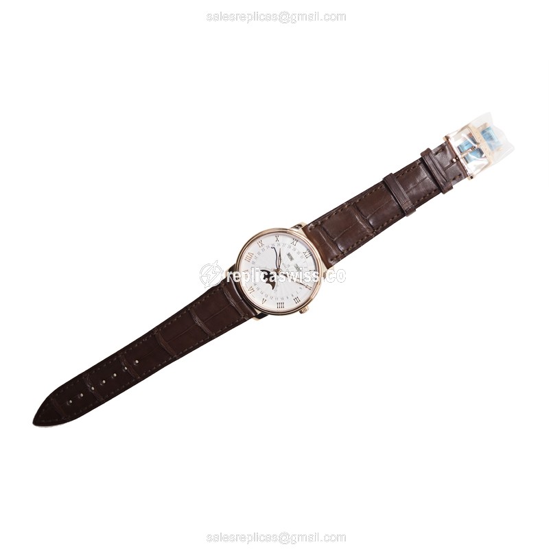 Blancpain Villeret 6664-3642-55B Replica - Auto - 18kt Rose Gold - White Dial - Brown Alligator Strap - View 2