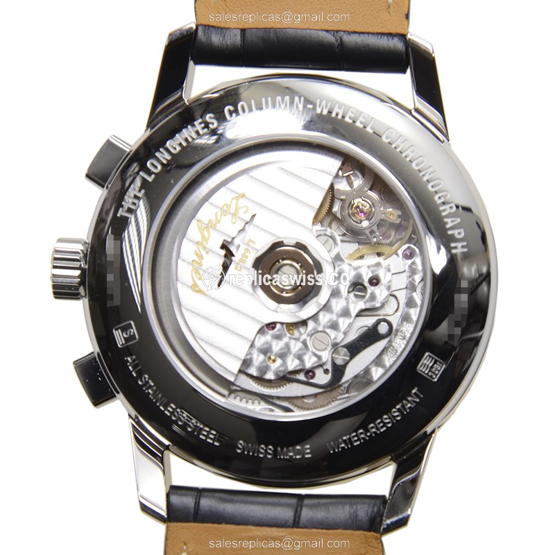 Longines Heritage Replica - Automatic - Stainless Steel - Silver Dial, Black Alligator Strap - View 3