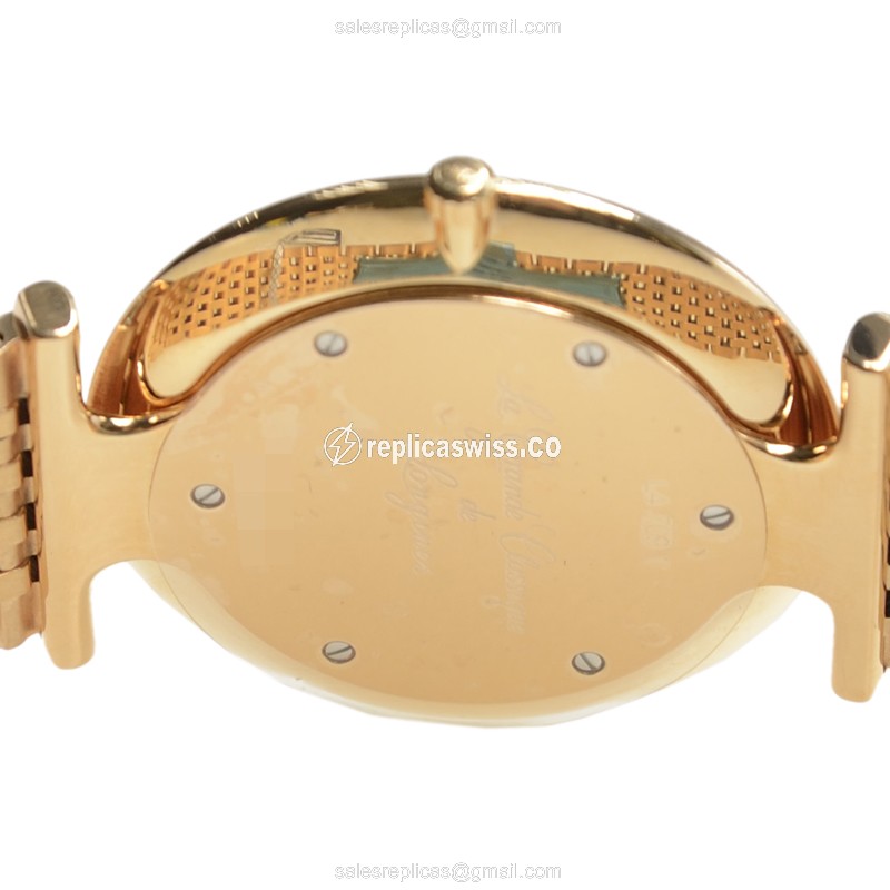 Longines L4.709.1.11.8 Replica - Quartz - 18kt Yellow Gold - White Dial, Gold Clasp - View 4