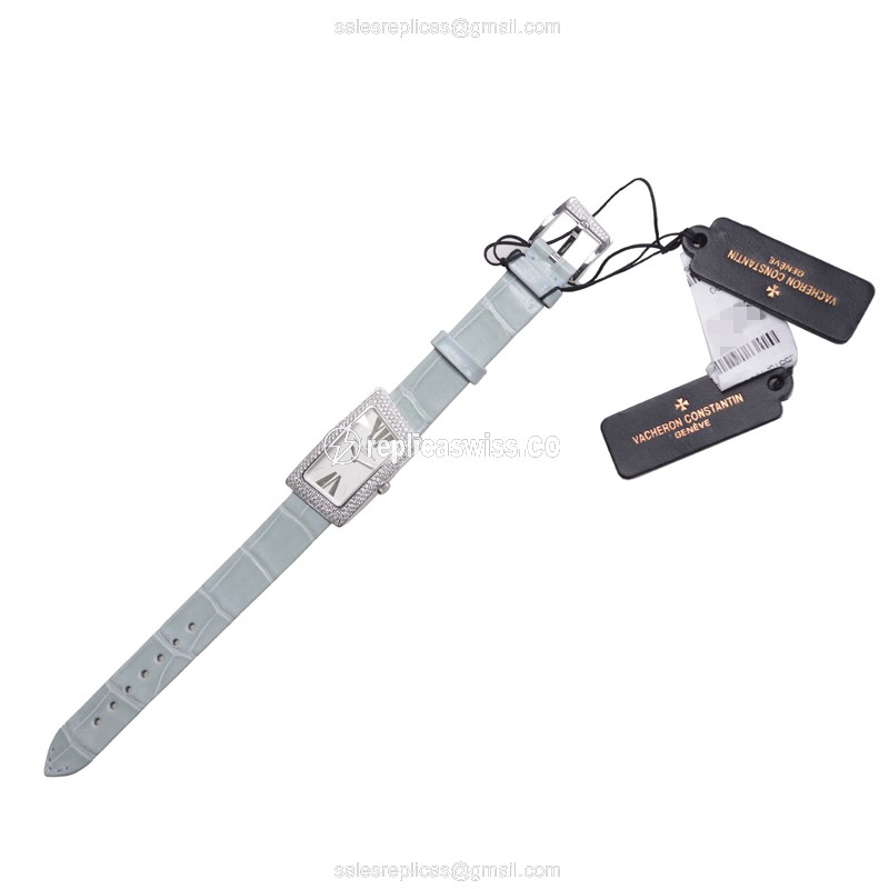 Vacheron Constantin 25515/000G-9233 Quartz 18kt White Gold - Blue Alligator Strap Buckle - View 2