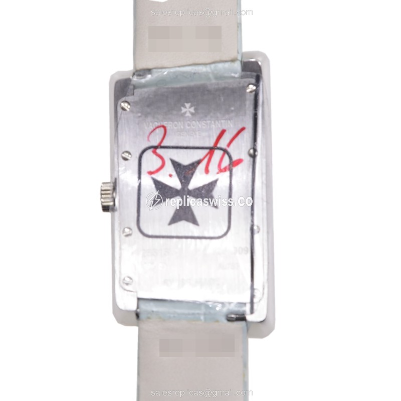 Vacheron Constantin 25515/000G-9233 Quartz 18kt White Gold - Blue Alligator Strap Buckle - View 3
