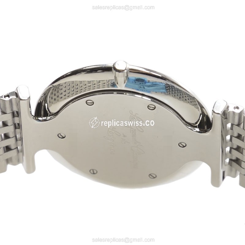 Longines L4.709.4.58.6 Replica - Quartz - Stainless Steel - Black Dial on Silver Strap - View 4