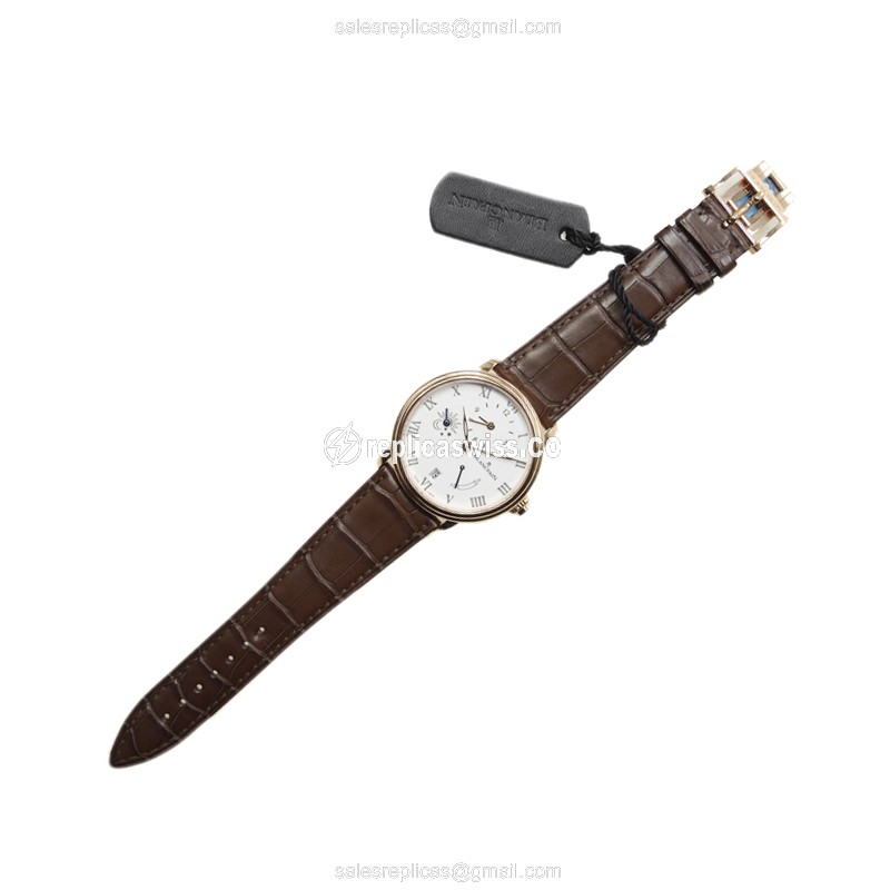 Blancpain Villeret Replica - Automatic - 18kt Rose Gold - White Dial - Brown Alligator Strap - View 2