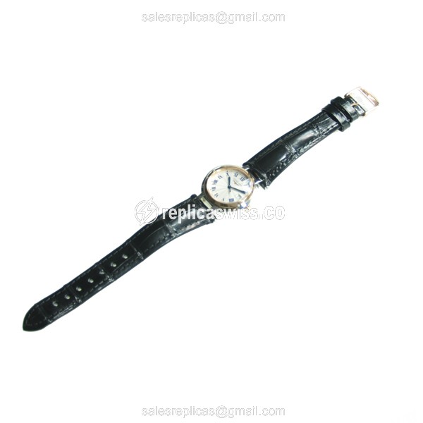 Longines PRIMA LUNA Replica - Quartz - 18kt Gold - Steel Case, Silver Dial - View 2