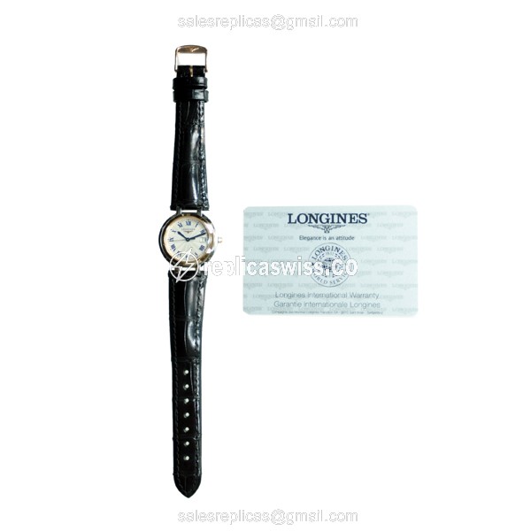 Longines PRIMA LUNA Replica - Quartz - 18kt Gold - Steel Case, Silver Dial - View 4
