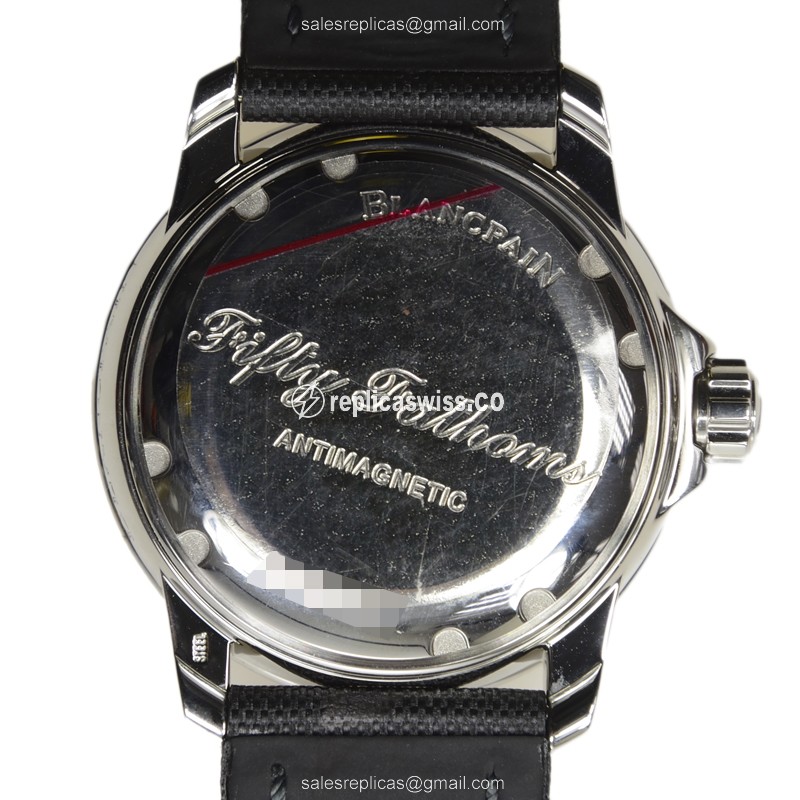 Blancpain 5015-1130-52B Replica - Automatic - Steel Case - Black Dial - Canvas Strap - View 3