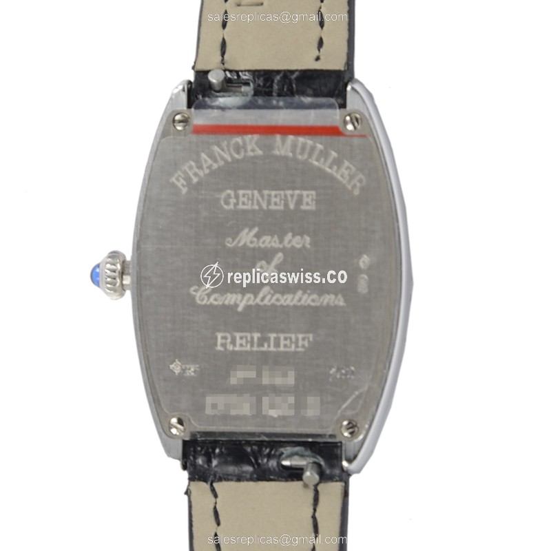 Franck Muller 1752 QZ D REL OG CINTREE CURVEX - Quartz - 18kt White Gold - Diamond - Silver Dial, Black Alligator Strap - View 3
